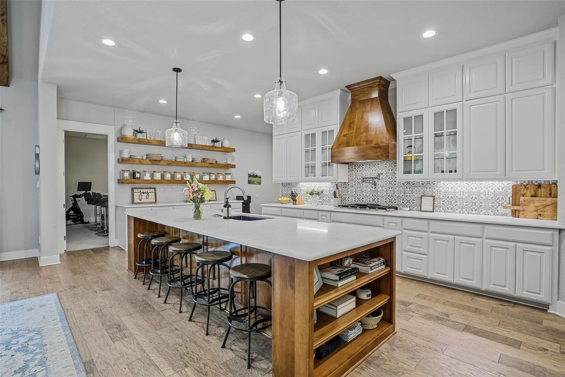 Bright, airy staged kitchen interior